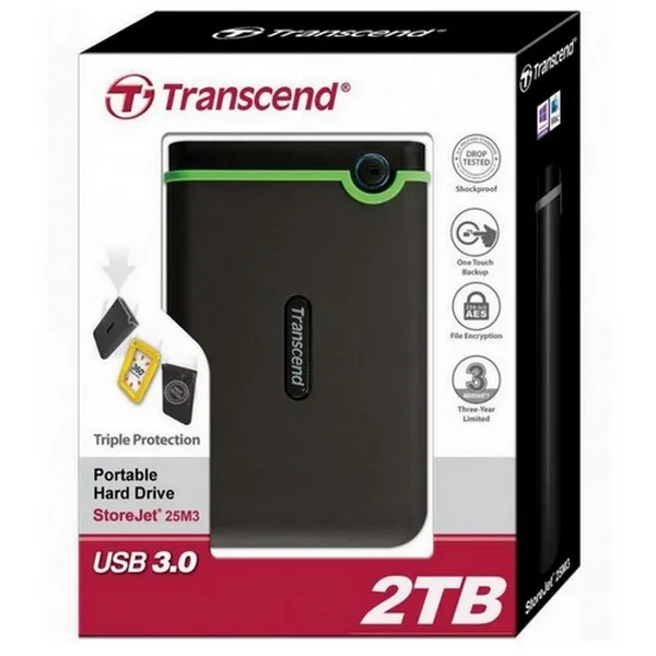 HDD portabil extern Transcend StoreJet 25M3C, 2 TB, Iron Gray (TS2TSJ25M3C)