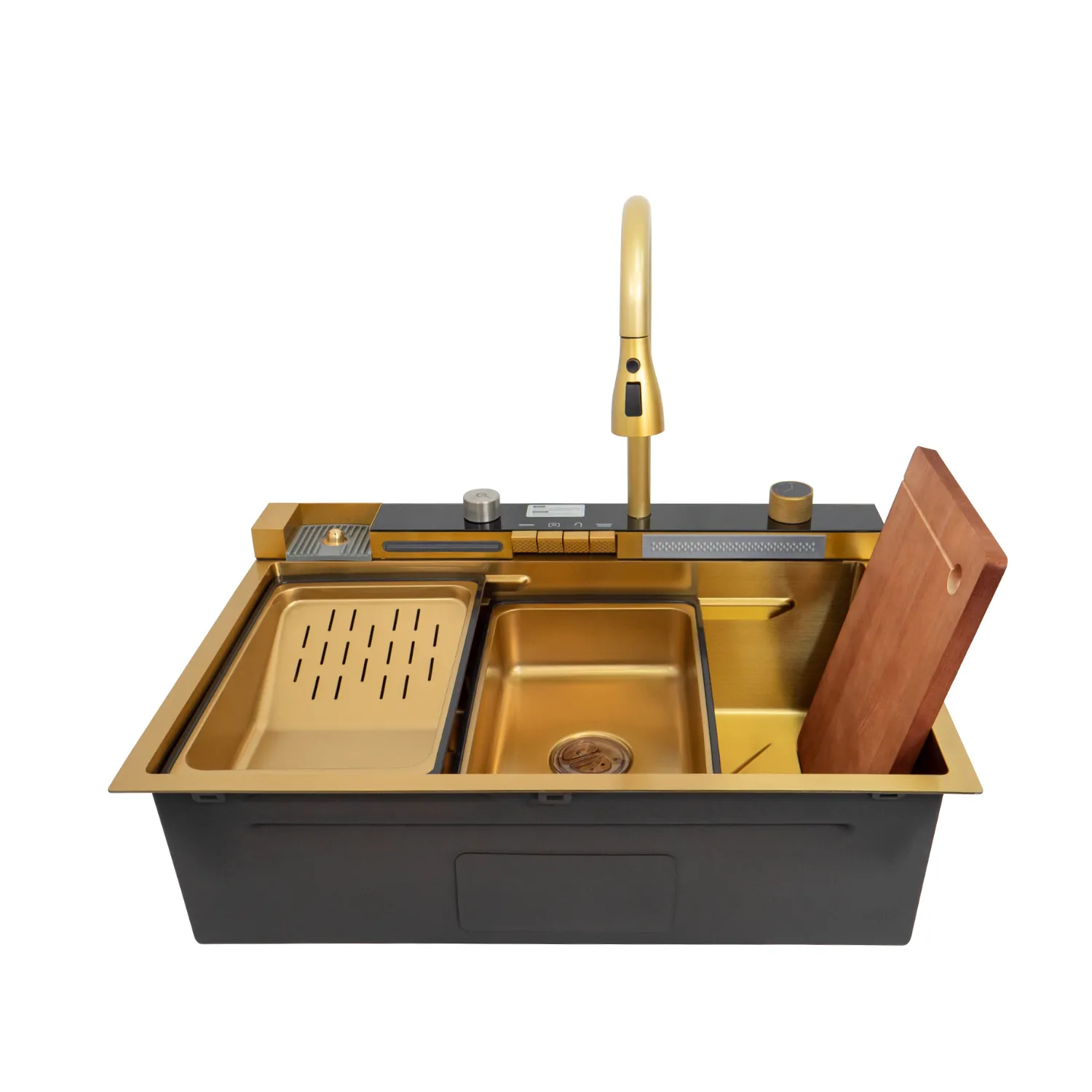 Chiuveta handmade SanDonna HD7550 Auriu robinet cascadă reglabil