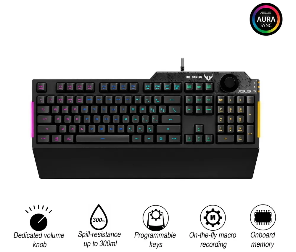 Tastatură ASUS TUF Gaming K1, Cu fir, Negru
