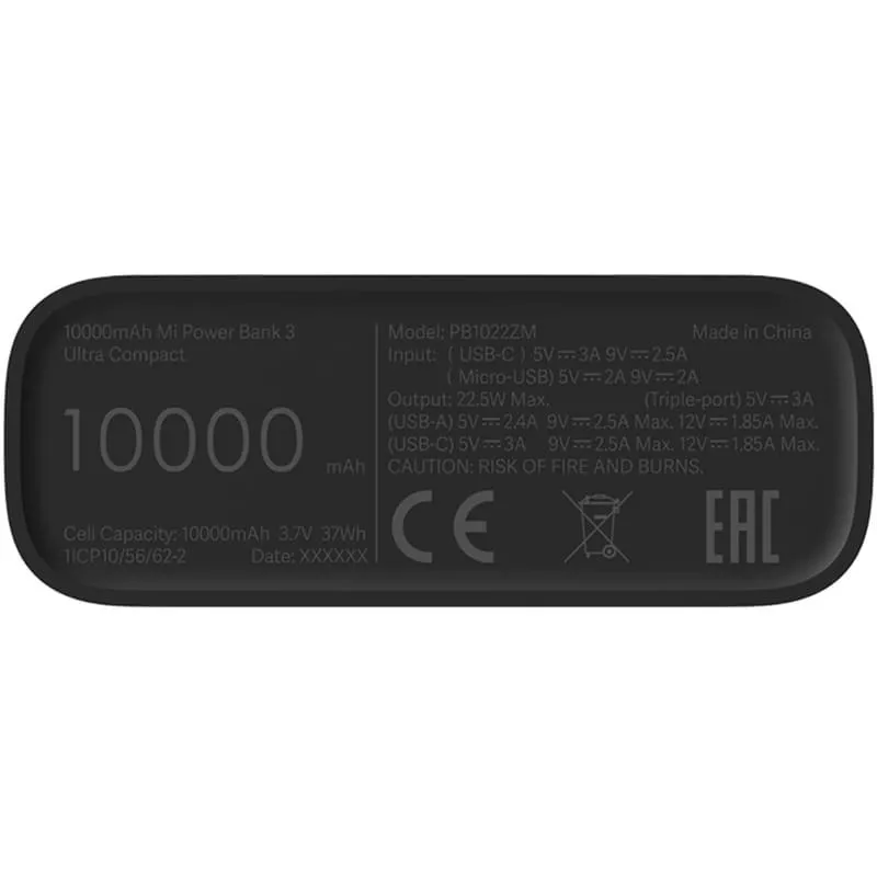 Acumulator extern Xiaomi Power Bank 3, 10000mAh, Negru