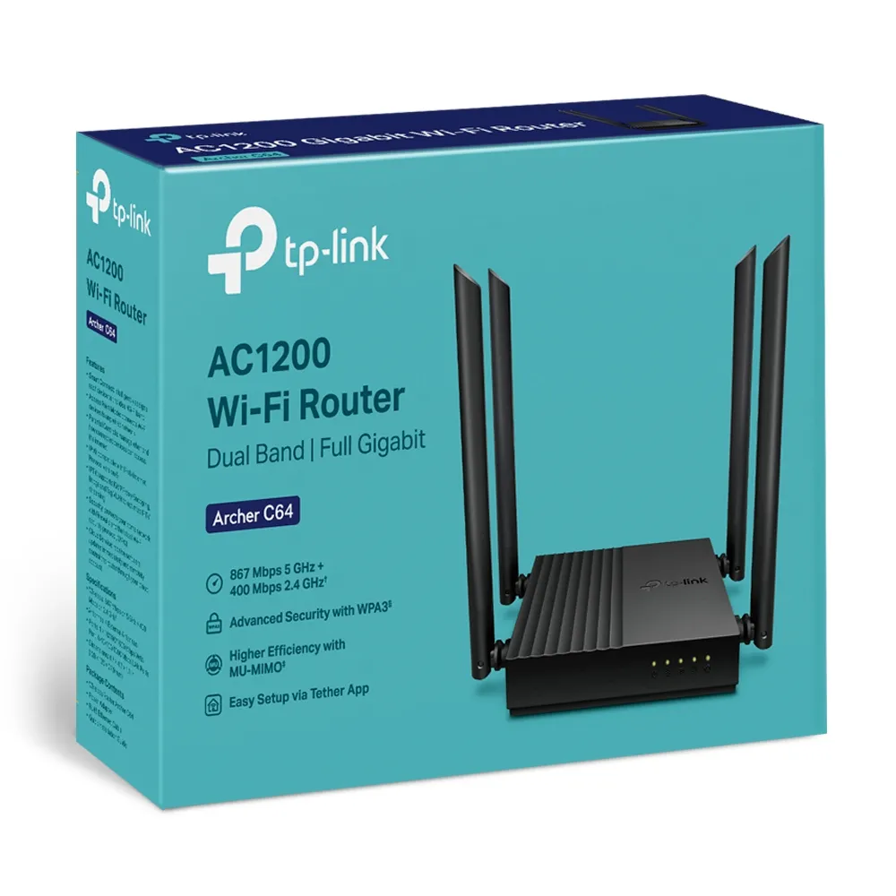 Router fără fir TP-LINK Archer C64, Negru
