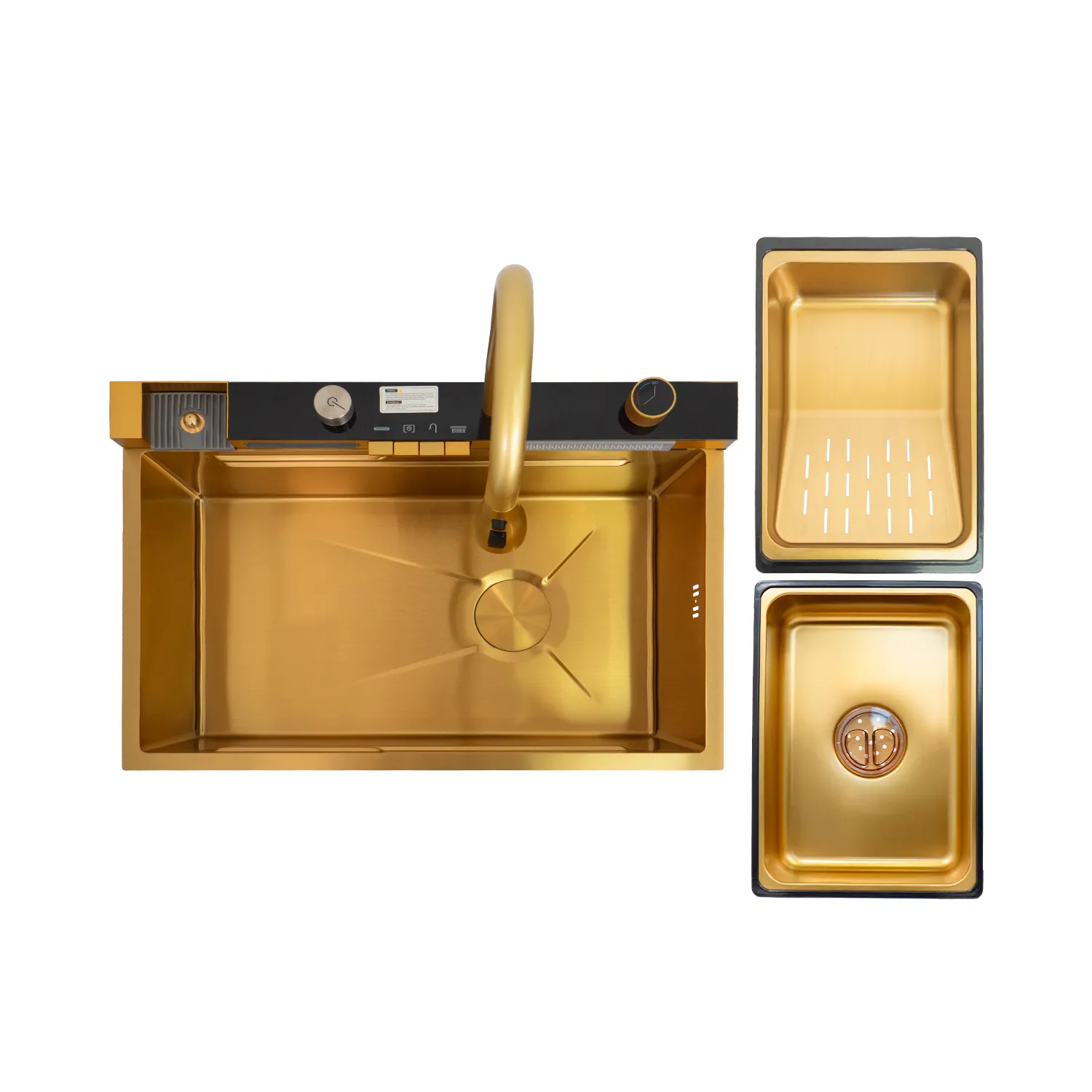 Chiuveta handmade SanDonna HD7550 Auriu robinet cascadă reglabil