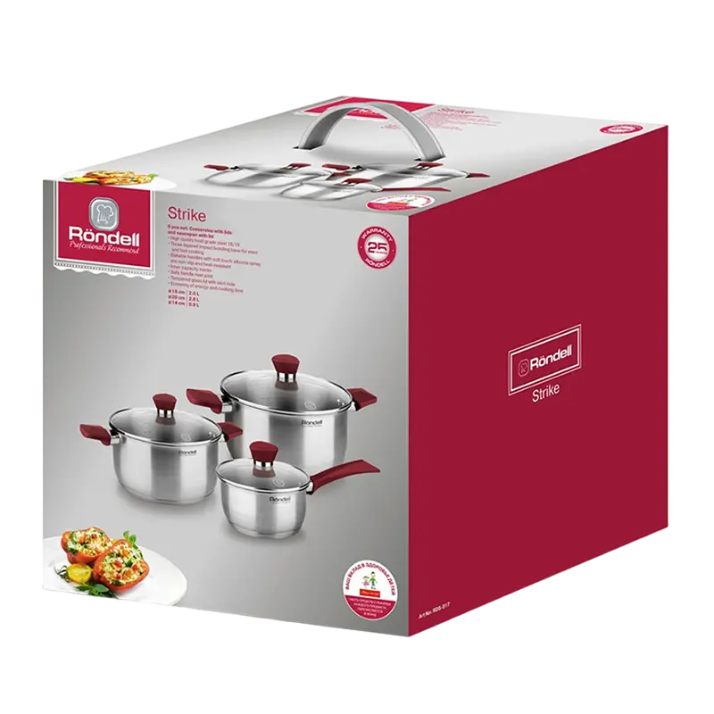 Set de vase Rondell Strike, 20cm, Argintiu