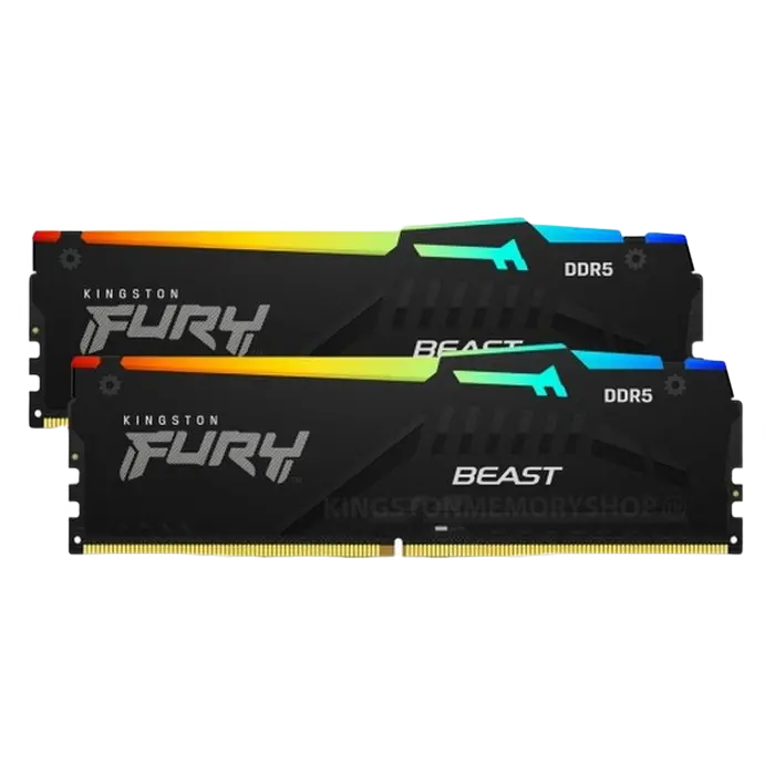 Memorie RAM Kingston FURY Beast RGB, DDR5 SDRAM, 5600 MHz, 64GB, KF556C40BBAK2-64