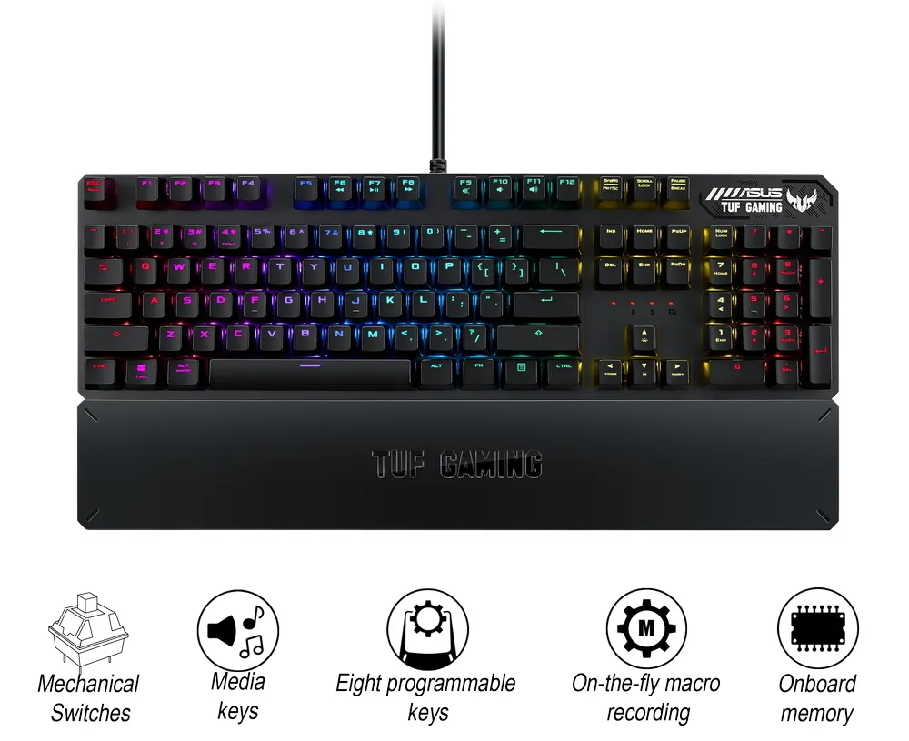 Tastatură ASUS TUF Gaming K3, Cu fir, Gri Metalic
