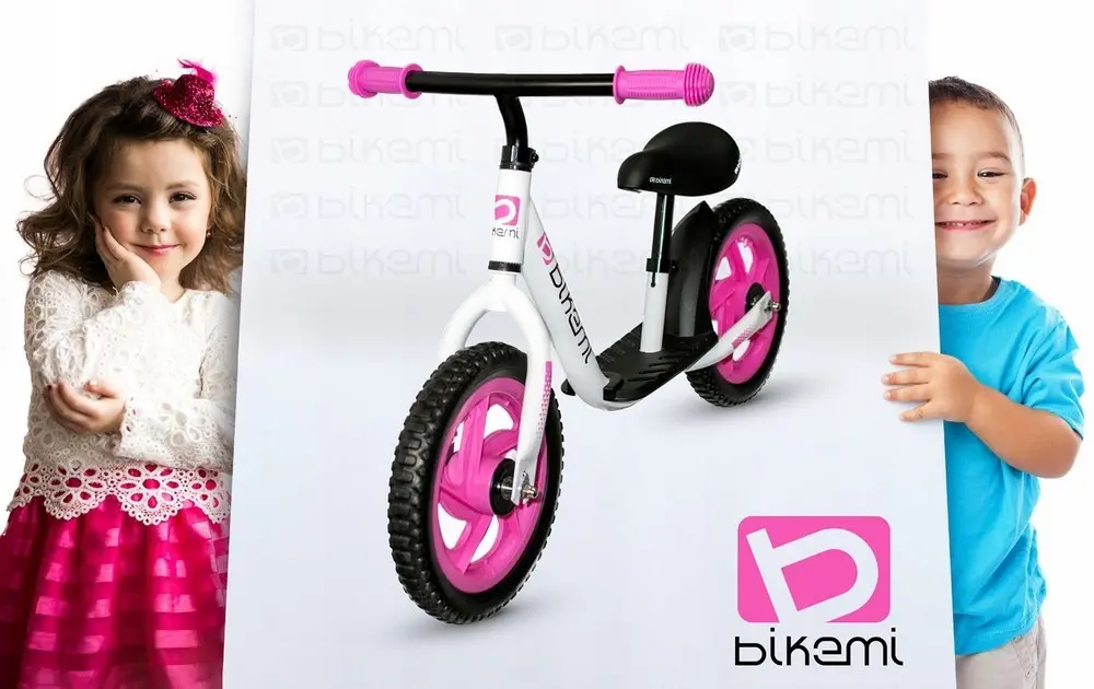 Bicicleta fara pedale| pentru copii JUMI (alb/roz)