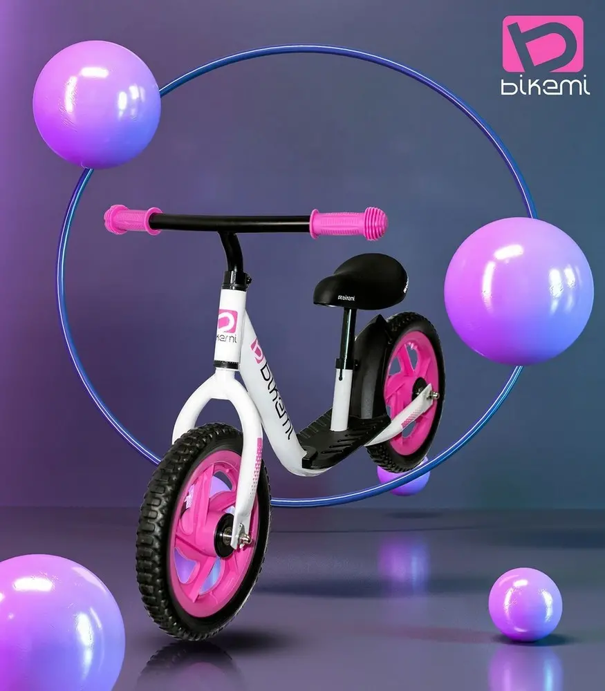 Bicicleta fara pedale| pentru copii JUMI (alb/roz)
