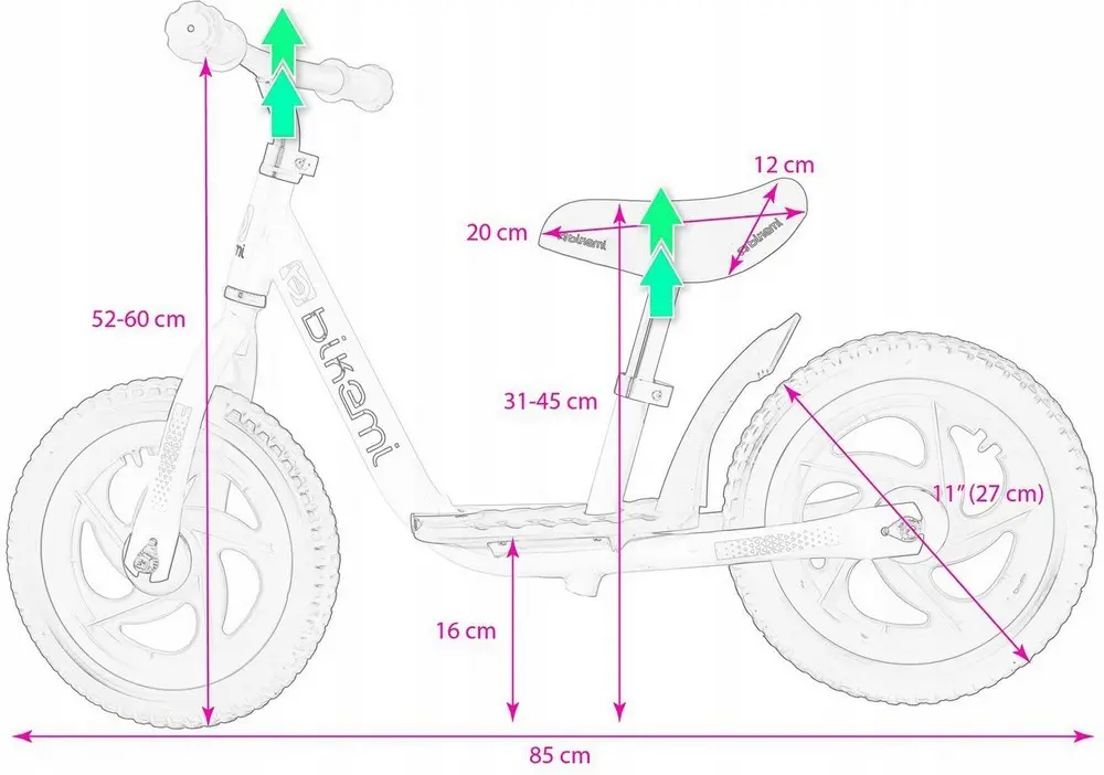 Bicicleta fara pedale| pentru copii JUMI (alb/roz)