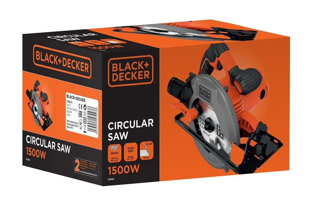 Fierastrău Circular Black+Decker CS1550-QS