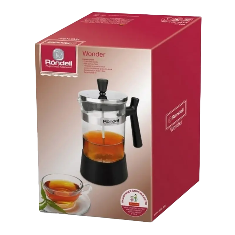 Cafetiera French Press Rondell RDS-426, 0,6L, Negru