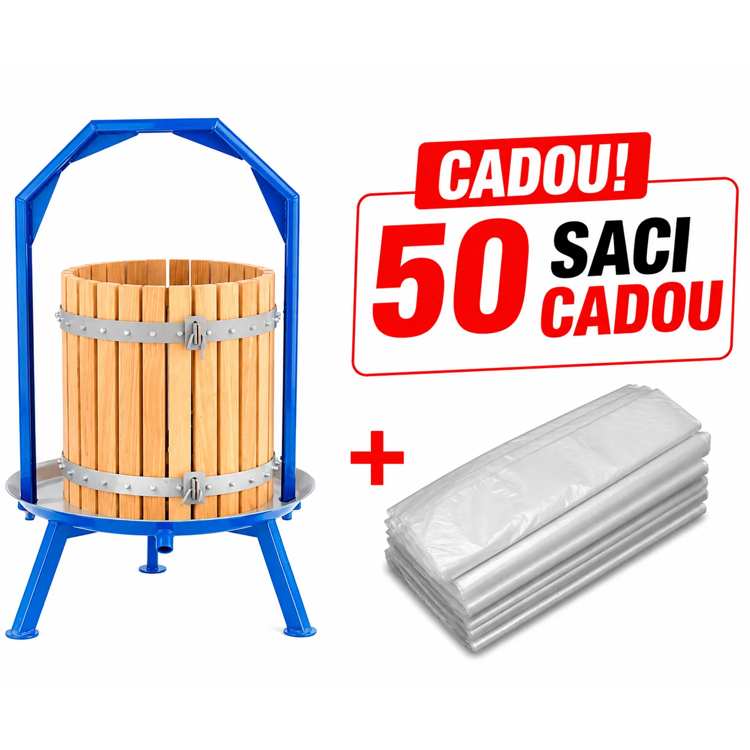 Teasc pentru struguri 50L TechnoWorker (Cu cric) + 50 saci cadou