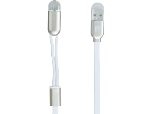 Cablu încărcare și sincronizare Remax RC-025t, Lightning, micro-USB/USB Type-A, 1m, Alb