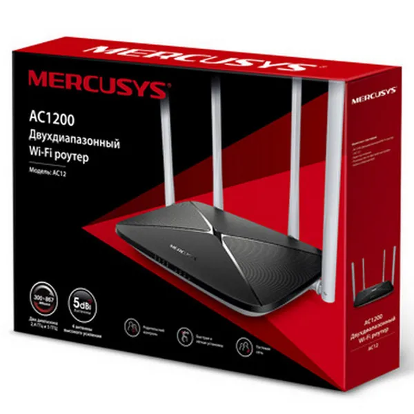 Router fără fir MERCUSYS AC12, Negru