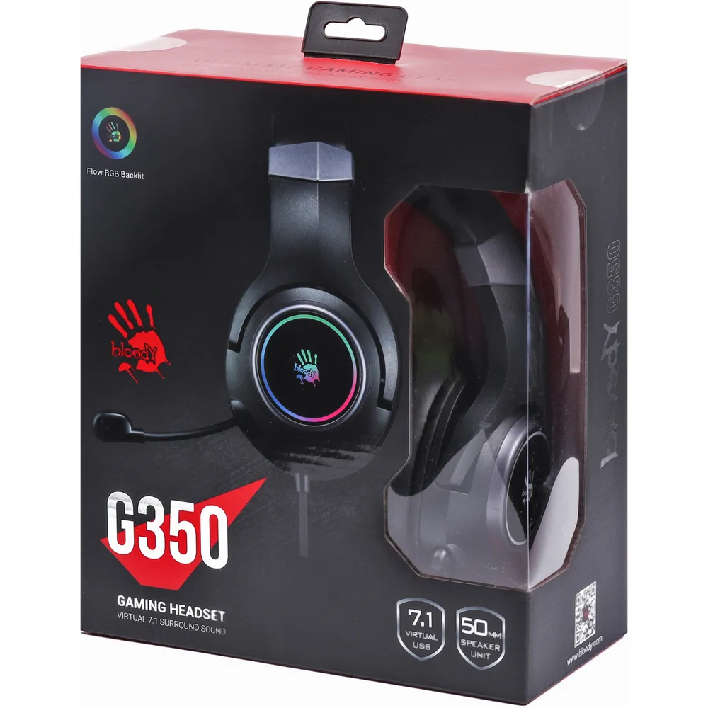 Căști gaming Bloody G350, USB, Negru