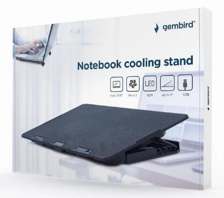 Suport de răcire pentru laptop Gembird NBS-2F15-02, 15,6", Negru