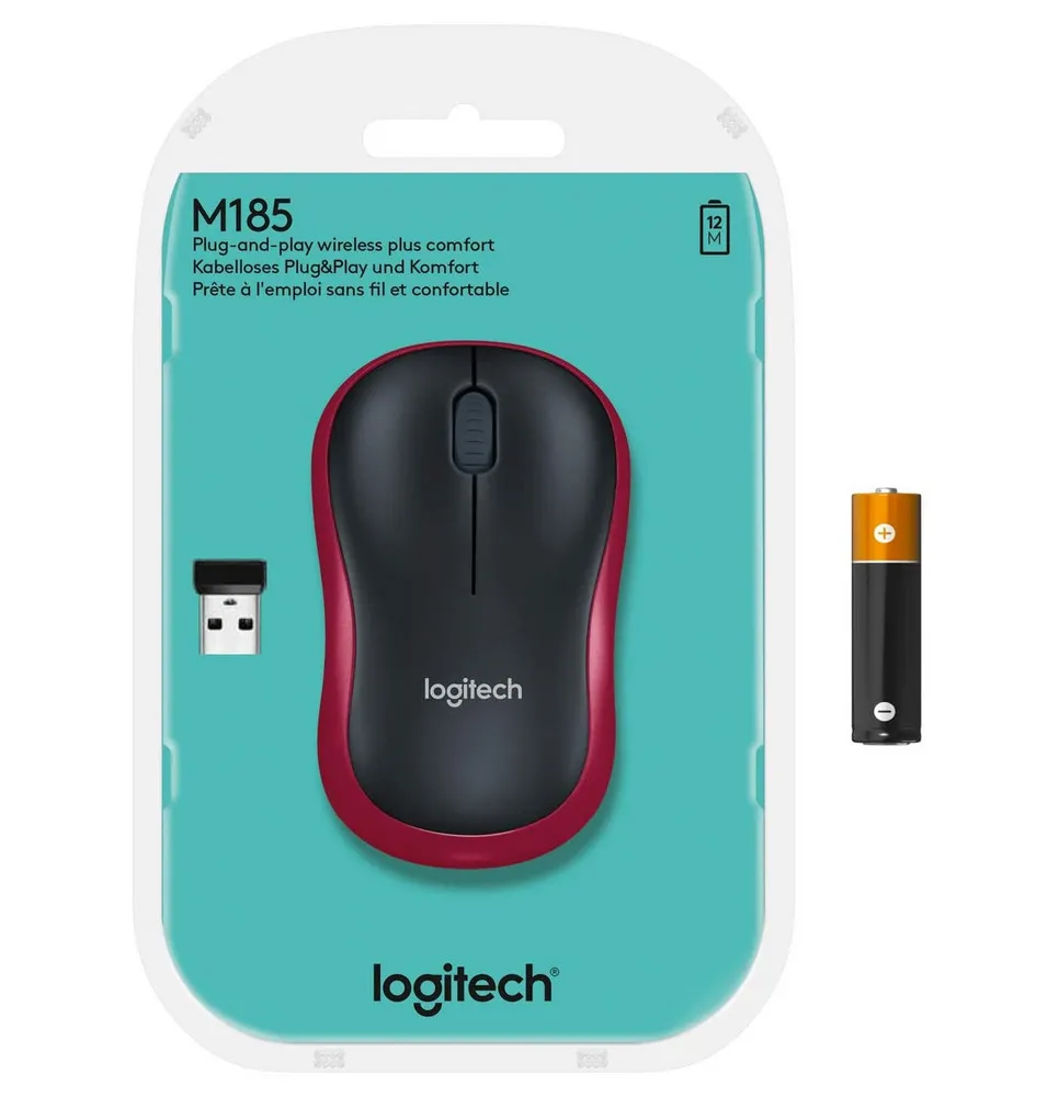 Mouse Wireless Logitech M185, Roșu