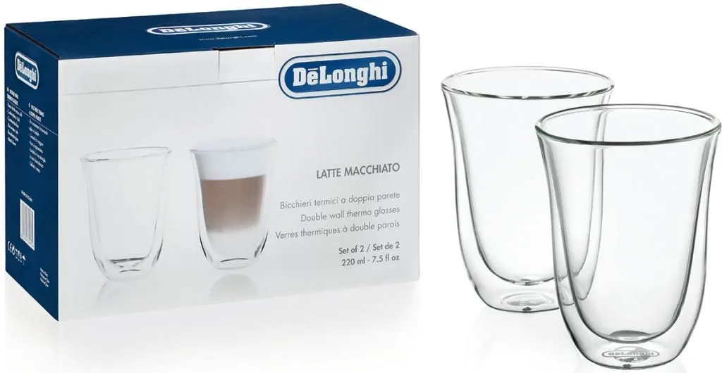 Pahare Cappuccino De'Longhi 220ml 2pcs, Transparent
