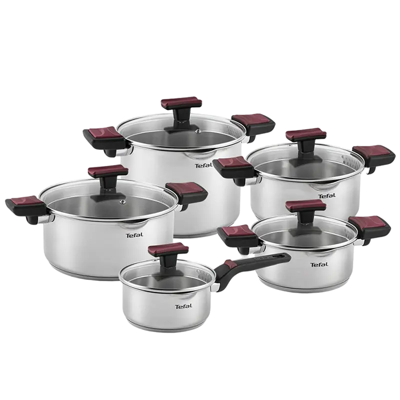 Set de vase Tefal G723SA74, 6,1L, Argintiu