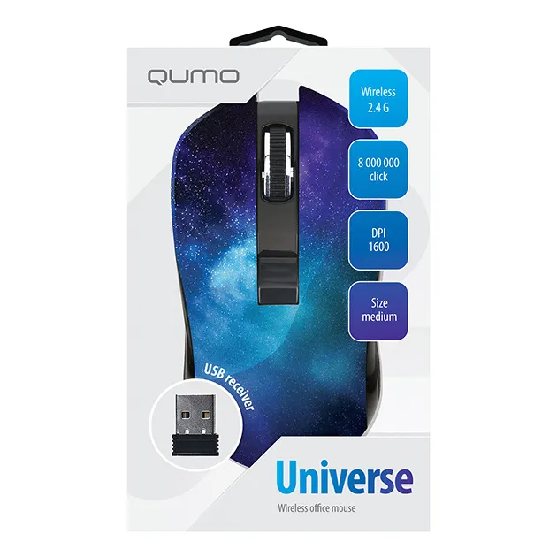 Mouse Wireless QUMO Universe, Multicolor