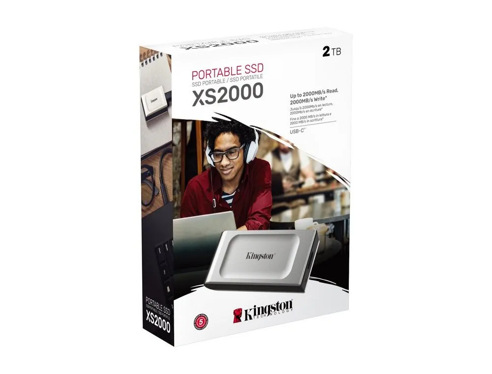 2.0TB Kingston Portable SSD XS2000 Silver, USB-C 3.2 (69.5x32.6x13.5mm, 28.9g, R/W:2K/2K MB/s)