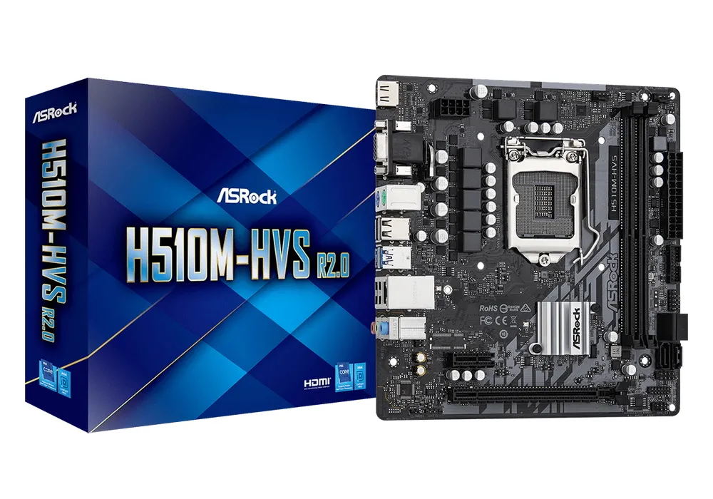 Placă de bază ASRock H510M-HVS  R1/R2.0, LGA1200, Intel H510, Micro-ATX