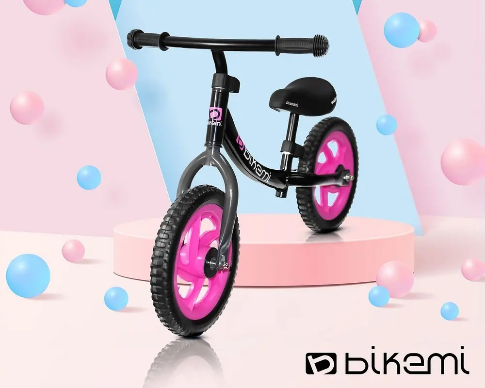 Bicicleta fara pedale| pentru copii JUMI (roz/negru)