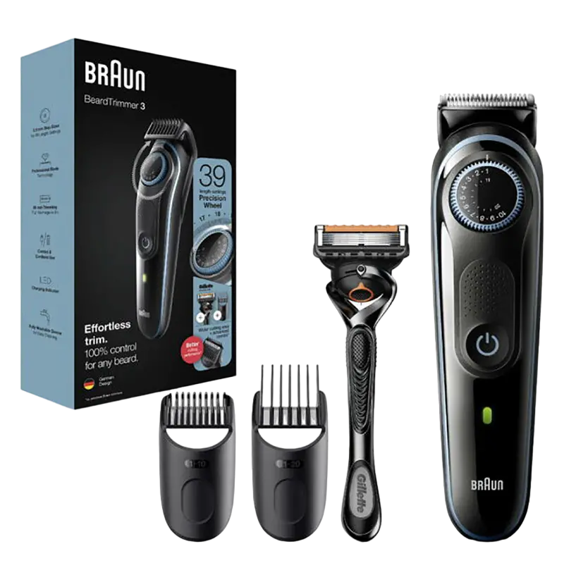 Trimmer pentru bărbați Braun BT3340, Negru | Albastru