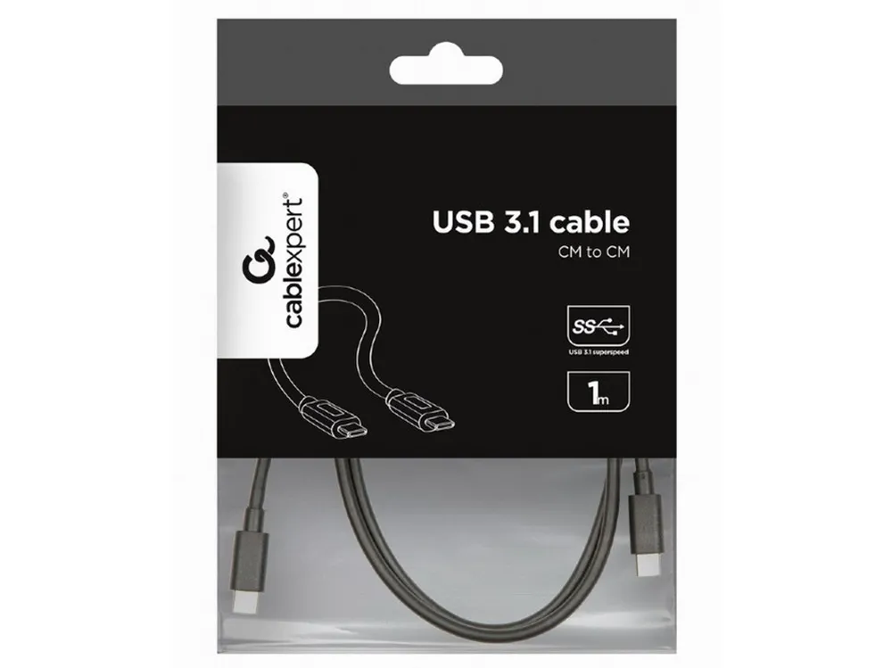 Cablu încărcare și sincronizare Cablexpert CCP-USB3.1-CMCM-1M, USB Type-C/USB Type-C, 1m, Negru