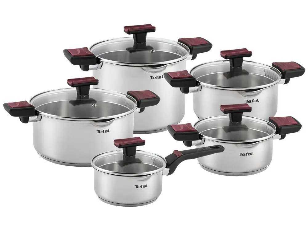 Set de vase Tefal G723SA74, 6,1L, Argintiu