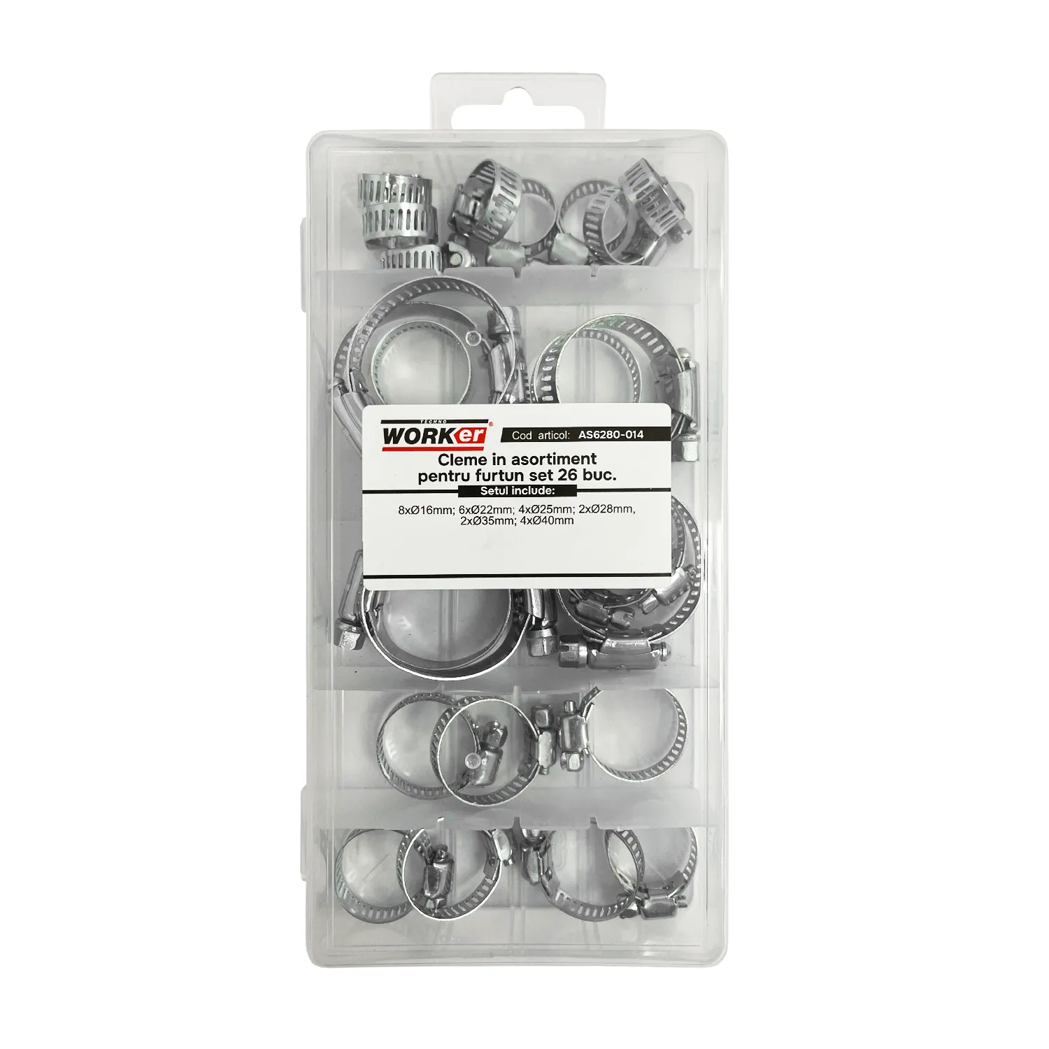 Cleme in asortiment pentru furtun set 26 buc