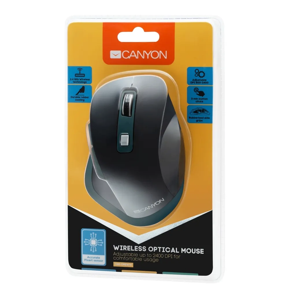 Mouse Wireless Canyon MW-14, Negru/Albastru