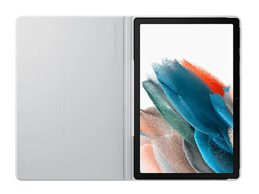 Husă pentru tabletă Samsung Tab A8 Book Cover, 10,5", Poliuretan, Argintiu