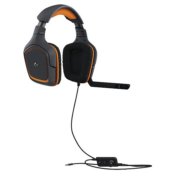 Căști gaming Logitech G231, Cu fir, Gri/Portocaliu