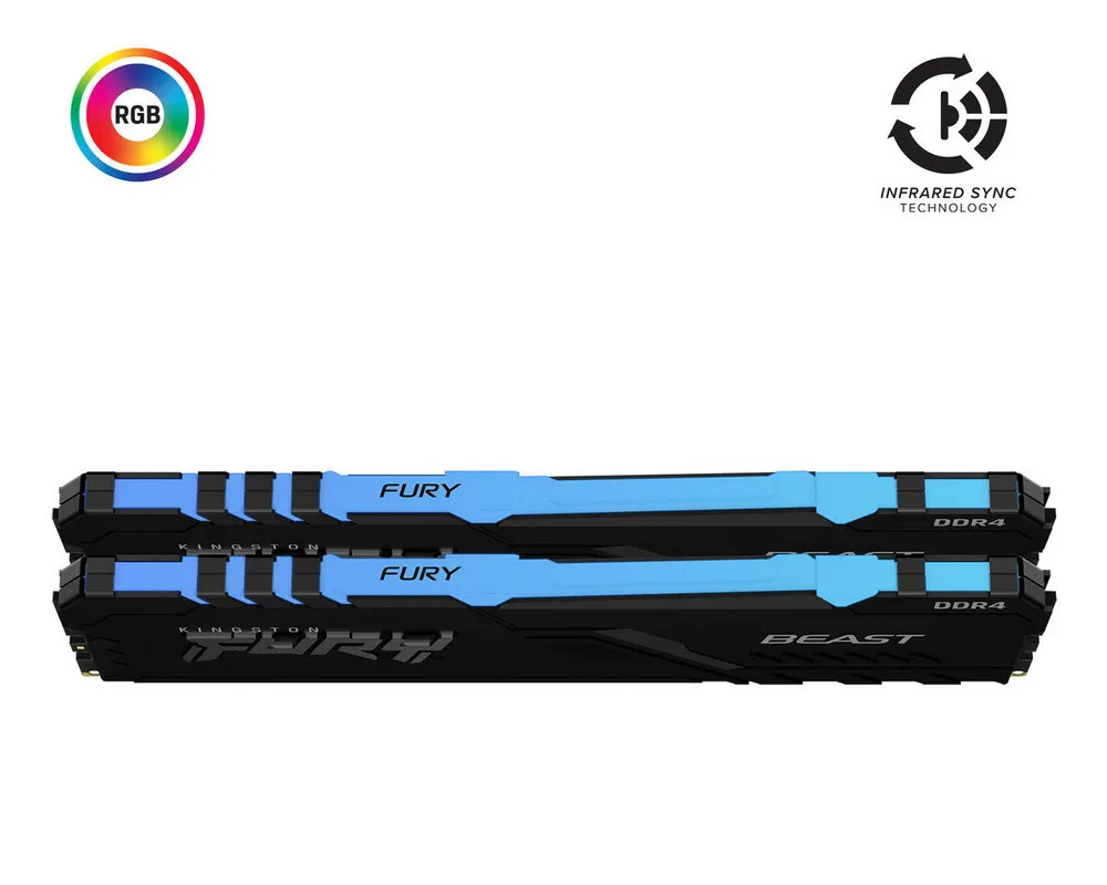 Memorie RAM Kingston FURY Beast RGB, DDR4 SDRAM, 3000 MHz, 32GB, KF430C15BB1AK2/32