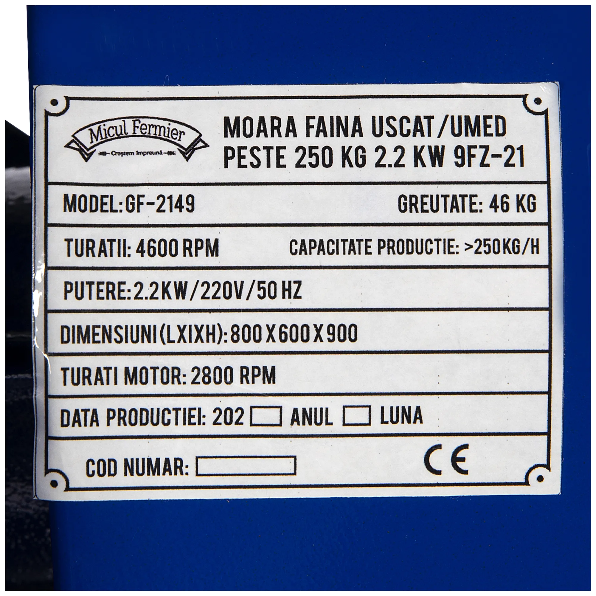 Moara electrica Micul Fermier 2.2KW