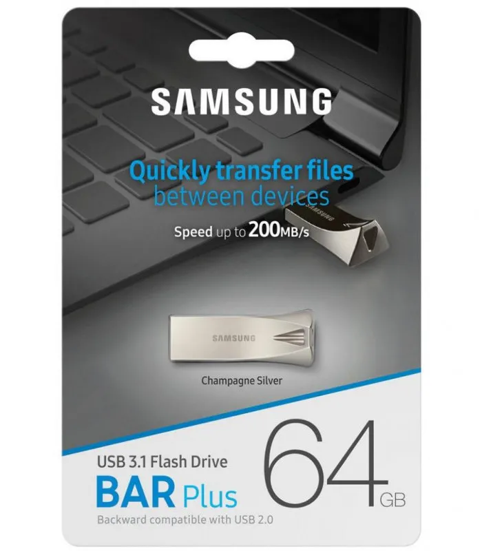 Memorie USB Samsung Bar Plus, 64GB, Argintiu