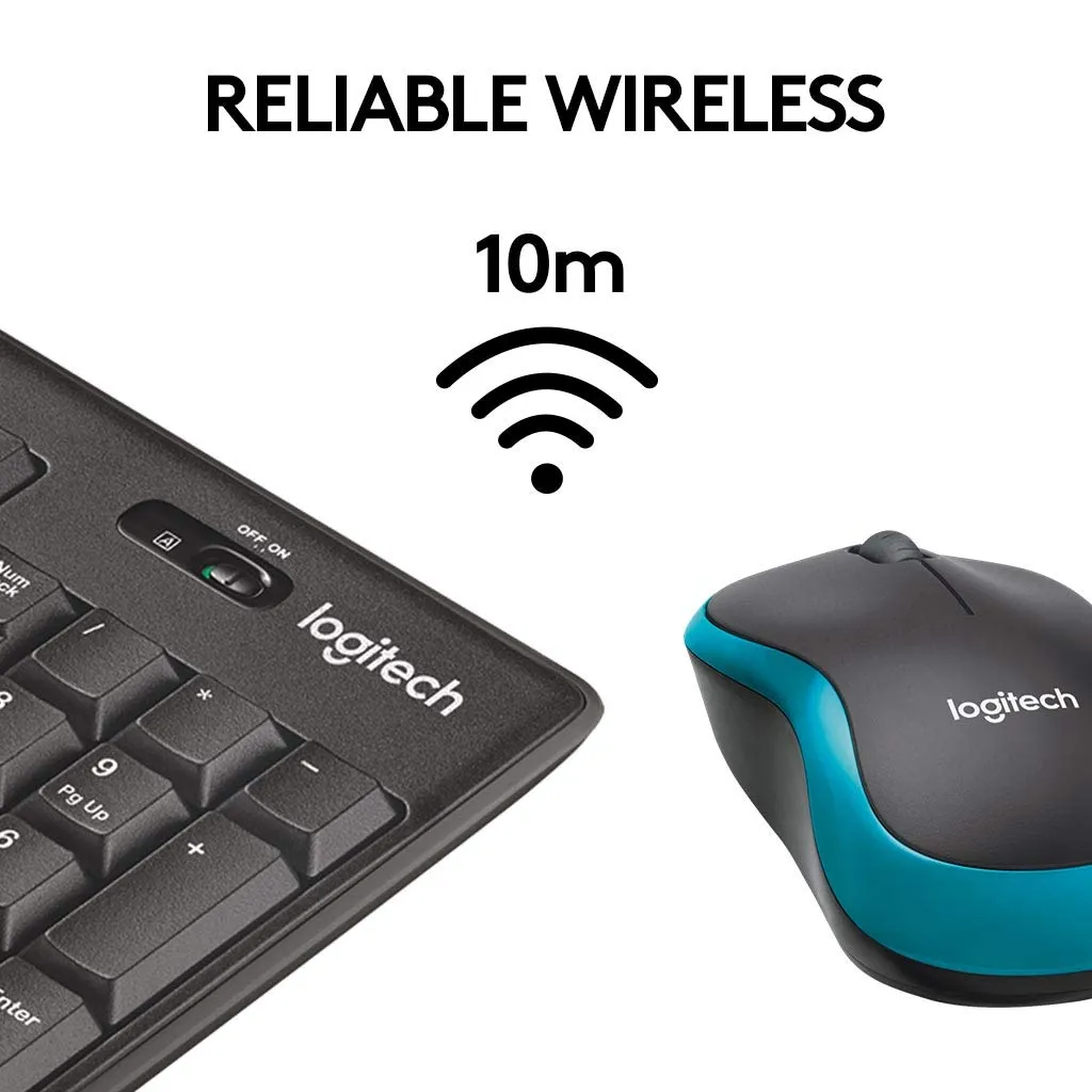 Set Tastatură + Mouse Logitech MK275, Fără fir, Negru/Albastru