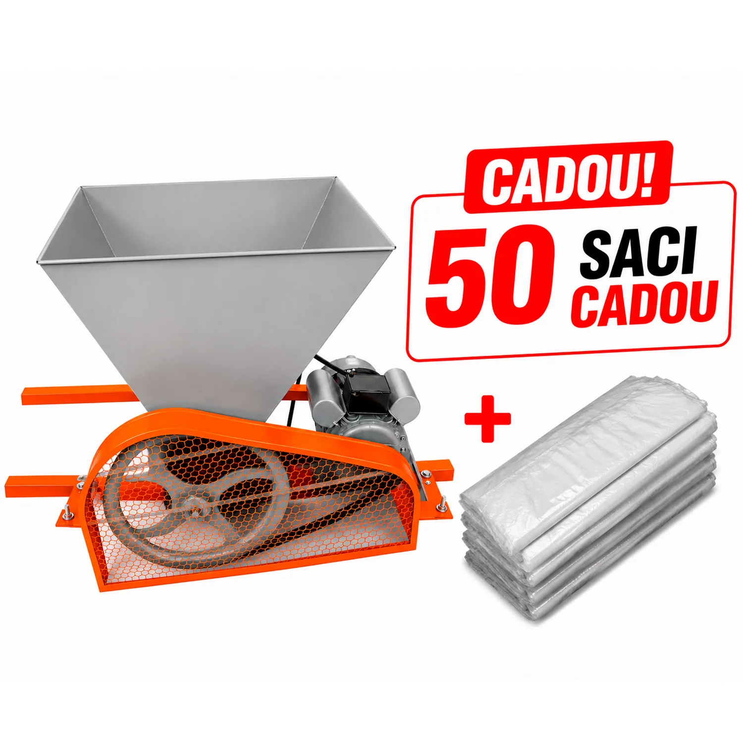 Zdrobitor de struguri electric 20L Technoworker + 50 saci cadou