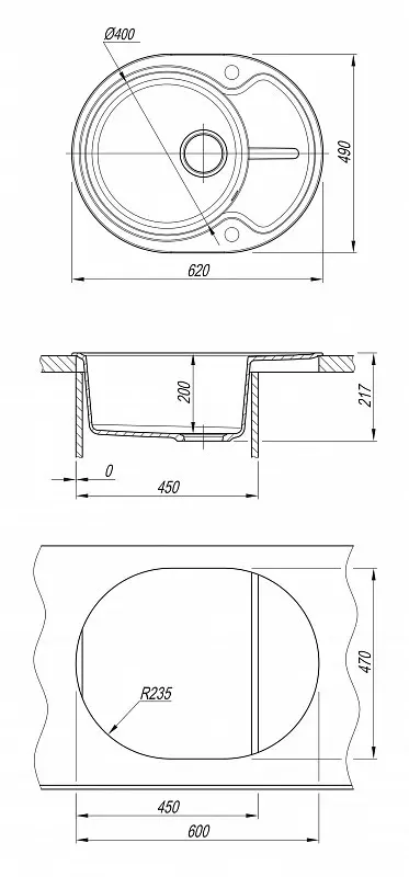 Berta 620 chiuveta Dr: Gans (Negru)
