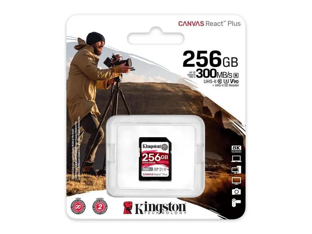 .256GB  SDXC Card (Class 10) UHS-II , U3, Kingston Canvas React Plus 