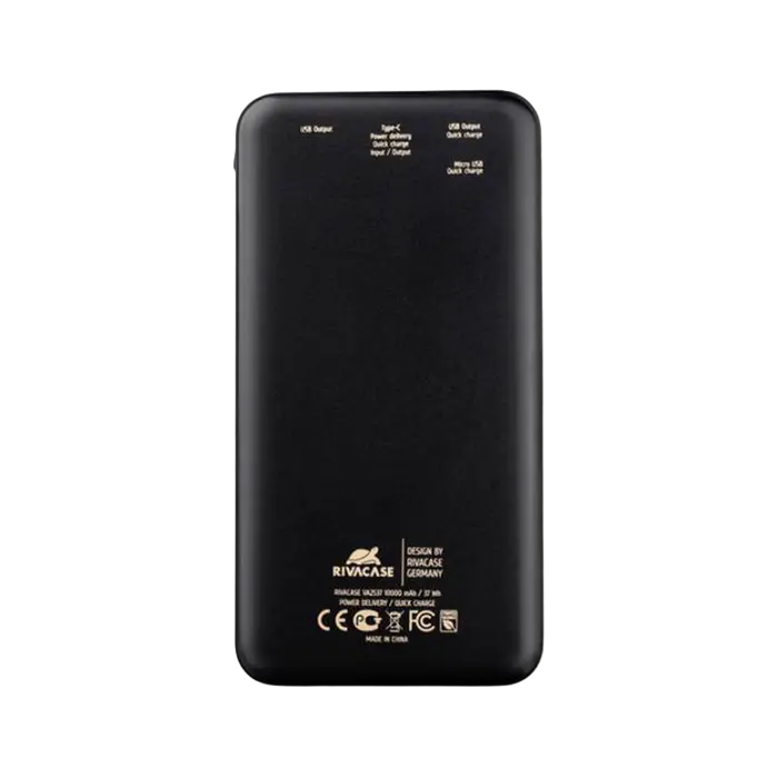 Acumulator extern RivaCase VA2537, 10000mAh, Negru