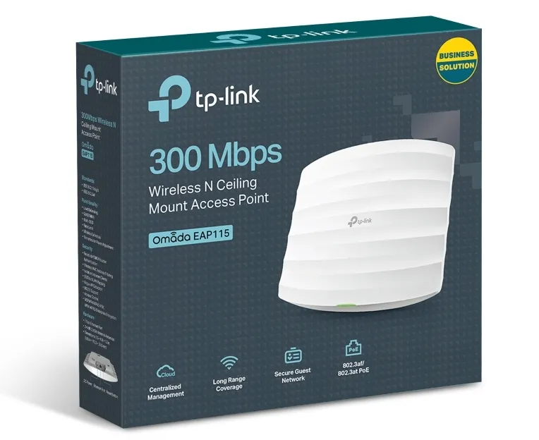 Punct de acces fără fir TP-LINK EAP115 RF, 300 Mbps, Alb