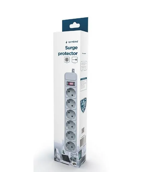 Prelungitor electric Gembird GMB SPG6-B-6C, 6 Prize, 1,8 m, Gri