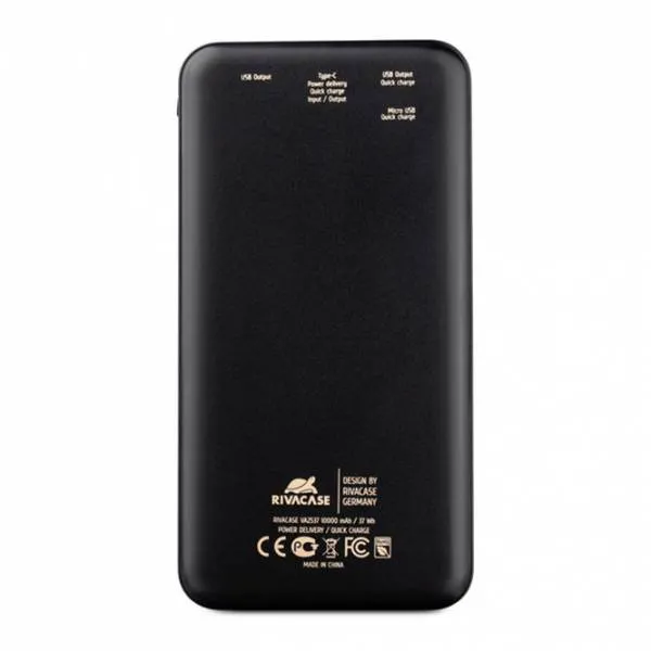 Acumulator extern RivaCase VA2537, 10000mAh, Negru