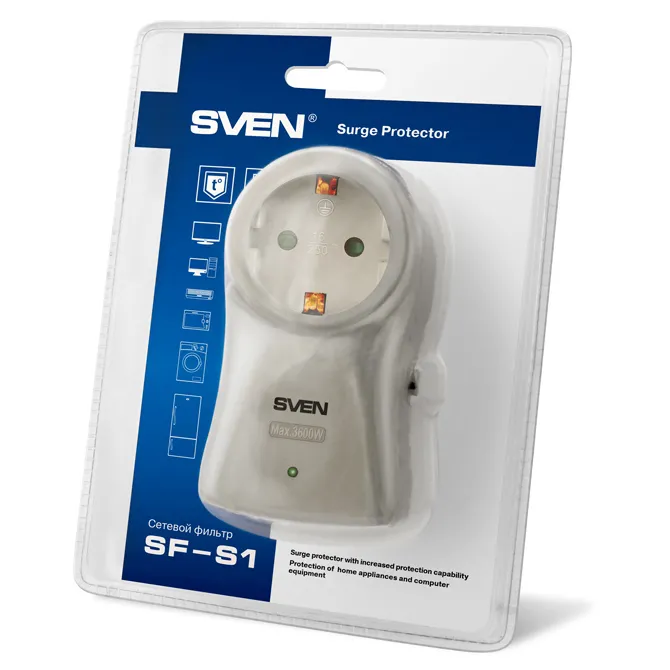 Prelungitor electric SVEN SF-S1, 1 Prize, Alb