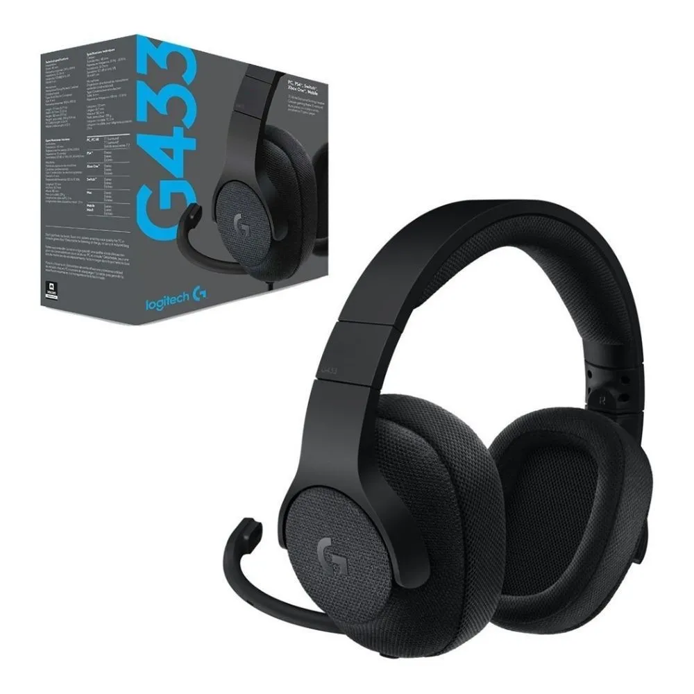 Căști gaming Logitech G433, Fără fir/Cu fir, Negru
