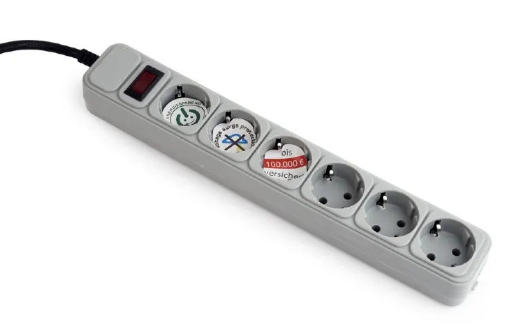 Prelungitor electric Gembird GMB SPG6-B-6C, 6 Prize, 1,8 m, Gri