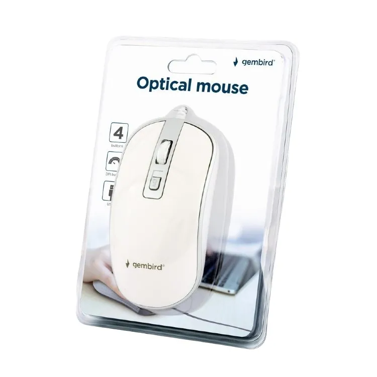 Mouse Gembird MUS-4B-06-WS, Alb/Argintiu