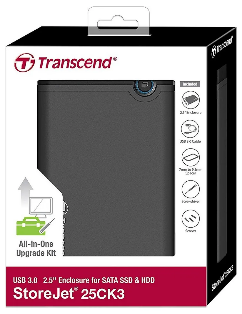 Carcasă externă Transcend TS0GSJ25CK3, Gri/Negru (TS0GSJ25CK3)