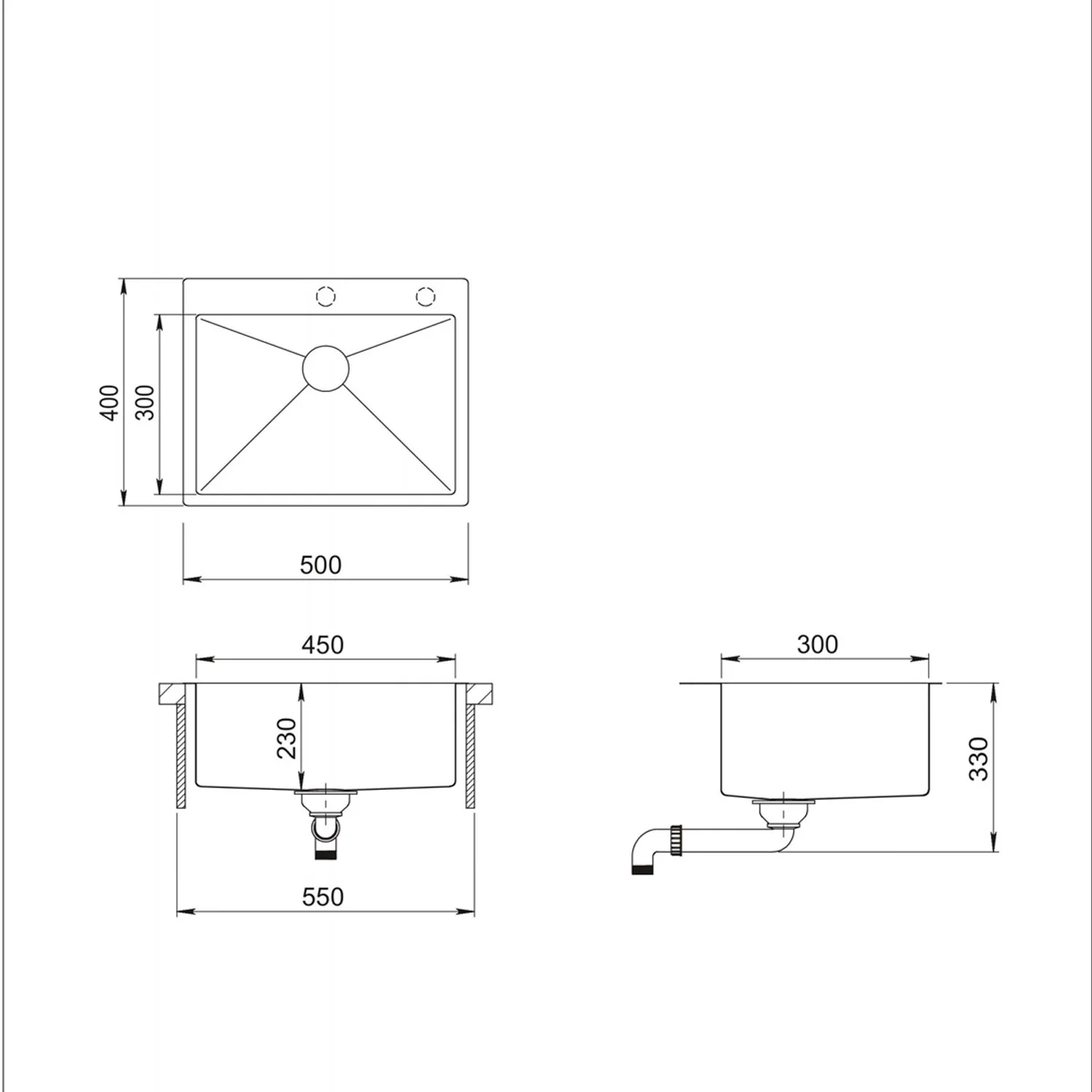 Chiuveta handmade SanDonna HD5040 (Crom satin)